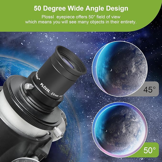Alstar 1.25 Inch Plossl Telescope Eyepiece - 25mm Fully Multicoated Optical Lens for 1.25inch Astronomic Telescope and Astronomy Filters - 4 Element Plossl Design