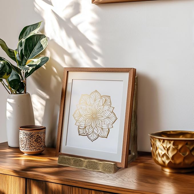 BEGINS Plate Stands for Display Hand-Forged, Solid Vintage 8-Inch Plate Display Stand, Decorative Metal Plate Holder for Book, Platter, Plaque, Photo Frame, Tabletop Art (Gold)
