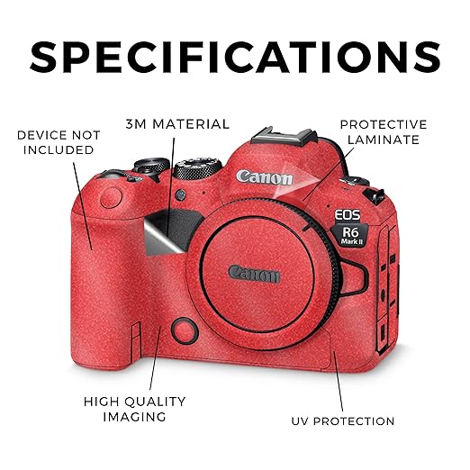 Glossy Glitter Camera Skin Compatible with Canon EOS R6 Mark II Camera (2022) - Solid Red - Premium 3M Vinyl Protective Wrap Decal Cover - Easy to Apply | Crafted in The USA by MightySkins