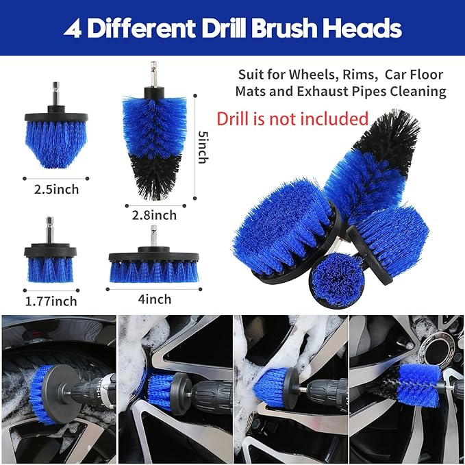 35Pcs Car Detailing Kit, Car Detailing Brush Set, Car Wash Cleaning Kit, Car Detailing Brushes, Professional Car Care Kit for Interior Exterior Wheels, Blue