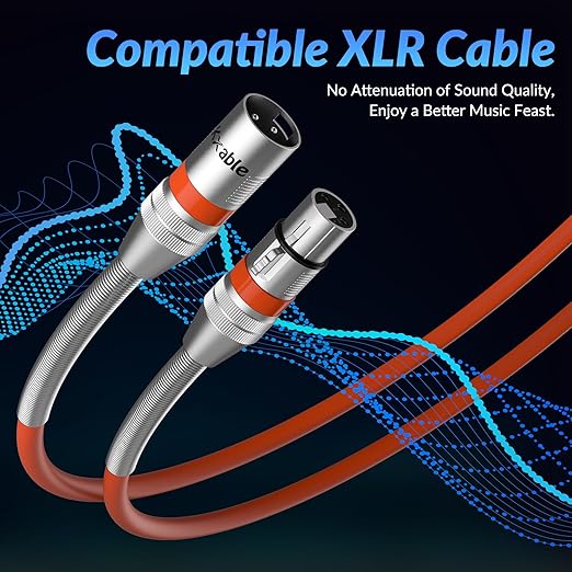 XLR Microphone Cable 6 FT, XLR Male to Female Balanced Mic Cable, 3-Pin Shielded Speaker Cord, Zinc Alloy Connectors, 22AWG Pure Copper, Metal Spring SR, Recording Studio, Podcast, Orange
