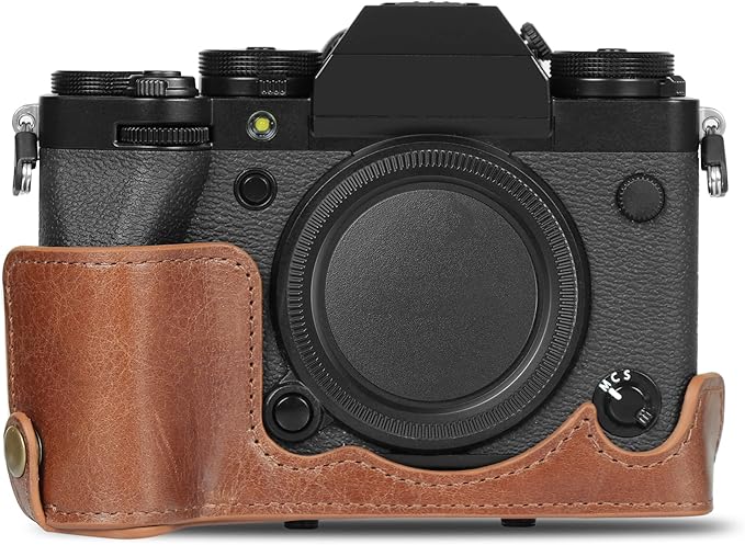 MegaGear Ever Ready Genuine Leather Camera Case Compatible with Fujifilm X-T5 (16-80mm)(Brown)