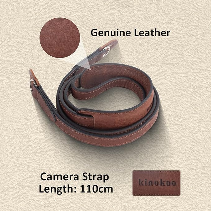 MUZIRI KIINOKOO Genuine Leather Camera Neck Shoulder Strap - Vintage Leather Shoulder Strap for Most of Digital Cameras
