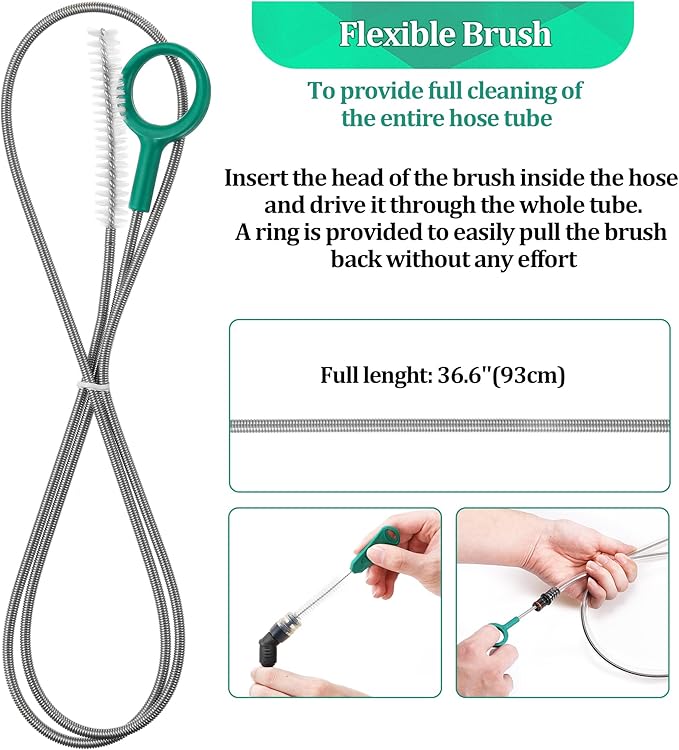 Feekoon Reservoirs Backpack Accessories Hydration Bladder Cleaning Kit with Flexible Long Brush for Hose, Small Bite Valve and Big Brush, Drying Collapsible Bladder Frame, Carrying Pouch