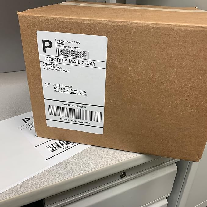 Blank Labels Half Sheet Round Corner Shipping Labels, Permanent White Matte Label Inkjet and Laser Printer Guaranteed, Easy to Peel Made in USA 8” x 5” 2 Labels Per Sheet (150 Sheets)