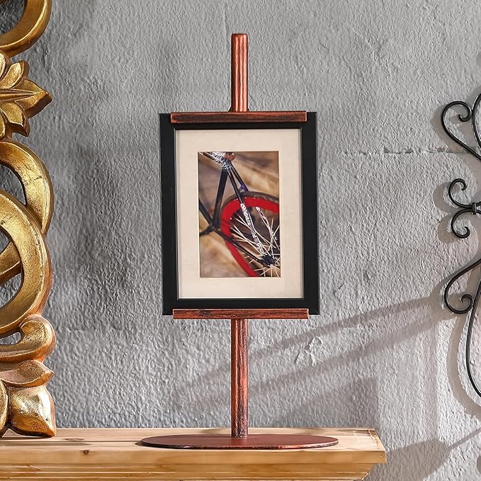 Picture Easels for Display, Adjustable Tabletop Easel for Picture Frames up to 17.5", Metal Art Display Stand for Painting Signs Photos, Antique Easel Stands with Base for Home Office Galleries