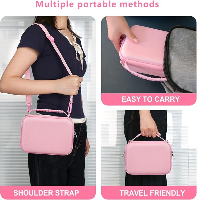 Hard Travel Case for Sony ZV-1F / ZV-1 / ZV-1 II Digital Camera, Protective Cases Bag Fits Vlogger Accessory Kit Tripod and Microphone, Extra Zipper Pocket fit Battery Charger, Pink