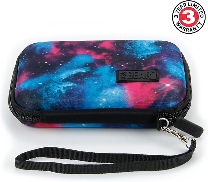 USA Gear Instant Printer Case Compatible with HP Sprocket 2x3, Instax Mini Link 2, Kodak Printomatic, Photo Paper, Cable & more - Hard Shell Portable Printer Carrying Case with Wrist Strap (Galaxy)