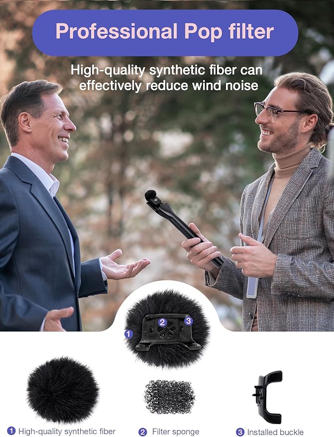 YOUSHARES Microphone Wind Muff Compatible with DJI Mic Mini - 2 Packs Furry Windproof Cover Suitable for DJI MINI 2024 Wireless to Reduce Wind Noise