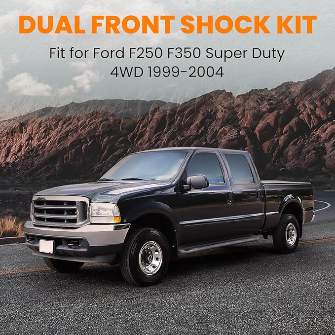 maXpeedingrods Dual Front Shock Mount Kit for 1999-2004 Ford F250 F350 Super Duty 4WD W/Hardware Front Dual Twin Shock Bracket Kit
