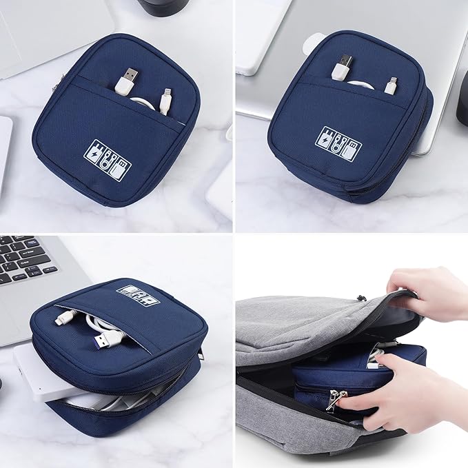 E-Tree Storage Pouch for Small Electronics and Accessories,Tech Bag,Electronic Organizer Case Compatible with MacBook Laptop Charger,Mouse,Cables,Hub,Power Bank,Earphone,Toiletries Cosmetics (Yellow)