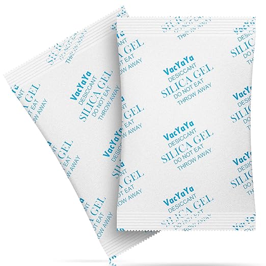 VacYaYa 50G(20Packets) Food Grade Moisture Absorbers Silica Gel Packs Desiccant for Storage,Food Safe Dessicant Silica Gel Packets for Moisture Storage Control