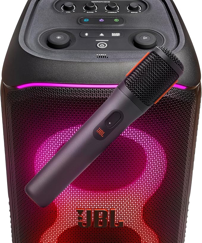 JBL PartyBox Wireless Mic - 2X Digital Wireless Microphones, Rechargeable Battery (20hrs - 700mAh), Clear Voice, Crisp Sound, Stable 2.4GHz Connection, Compatible with All PartyBox Speakers (Black)