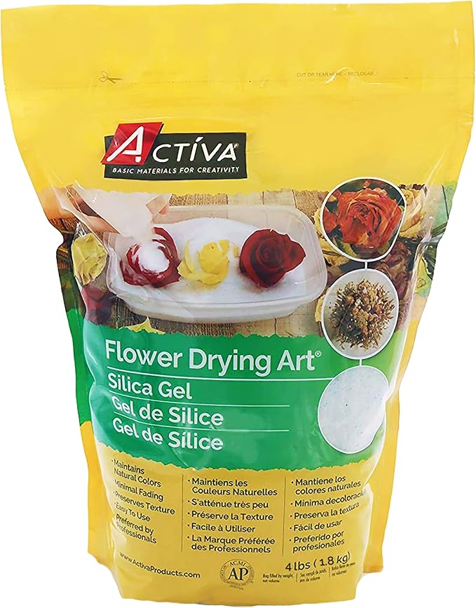 Activa Flower Drying Art Silica Gel, 4lb (1.81g) | Dry & Preserve Flowers with Confidence, Microwaveable & Reusable