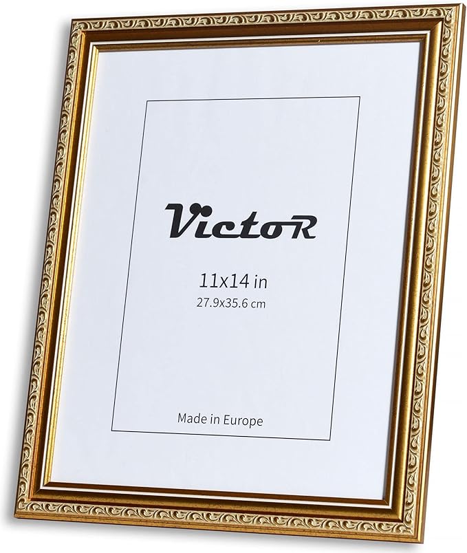 VictoR Picture Frame Chagall 11x14 Gold - Vintage Picture Frames with Shutterproof Acrylic Glass - 11 x 14 Photo Frame - Gold Picture Frames - Antique - only for hanging