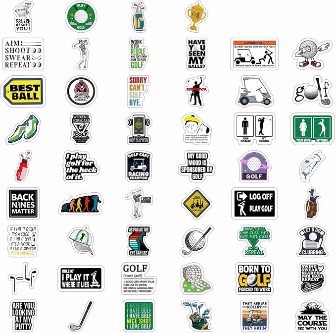 BulbaCraft 100Pcs Funny Golf Stickers, Golf Stickers for Scrapbooking, Golfing Decals, Golfing Decorations for Party, Gifts for Women & Men