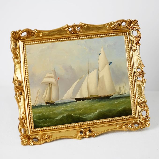 Funerom 8x10 Vintage Picture Frames with Glass Front, Ornate Frame, Antique Photo Frames for Tabletop or Wall Hanging Gold