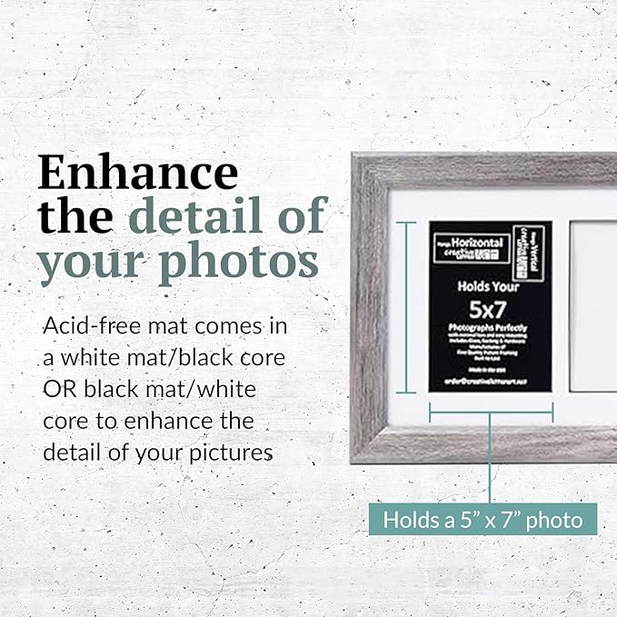 Creative Letter Art 6 Opening Glass Face Driftwood Picture Frame to hold 5 by 7 inch Photographs including 10x36-inch White Mat Collage