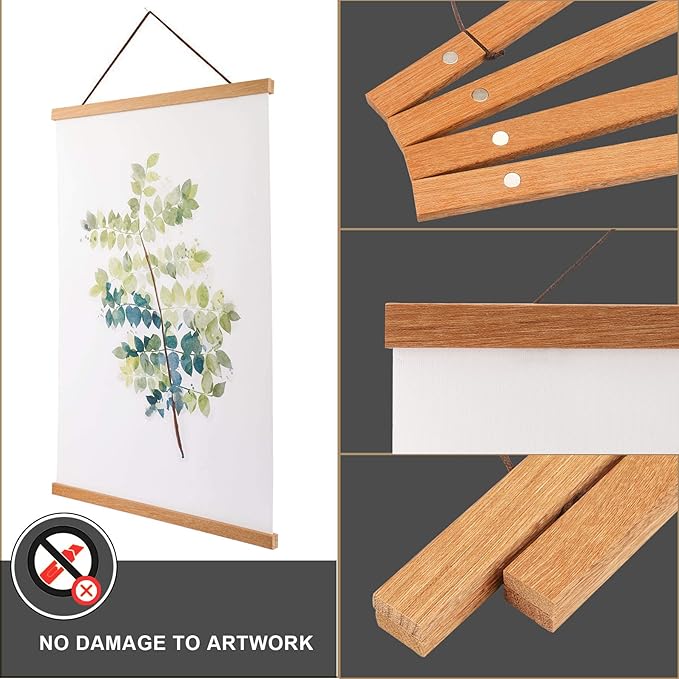 WITCOLOR 11x14 11x17 11x22 Poster Frames, Magnetic Light Wood Wooden Frame Hanger for Photo Picture Canvas Artwork Art Print Wall Hanging (1 Pack, 11", Teak Wood)