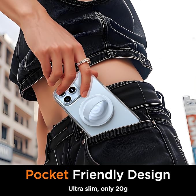 Upgraded Magnetic Phone Grip, Liquid Silicone Soft and Portable, Removable Finger Loop Ring Grip Holder for iPhone, Strong Magnetic Attraction, Compatible with MagSafe Phone Case, Baby Blue