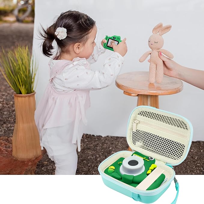 Leayjeen Kids Camera Case Compatible with Goopow/Mgaolo/HOOMOON/Hangrui Kids Camera Toys and Children Digital Video Camcorder Camera,Best Birthday Festival Gift -Green(Case Only)