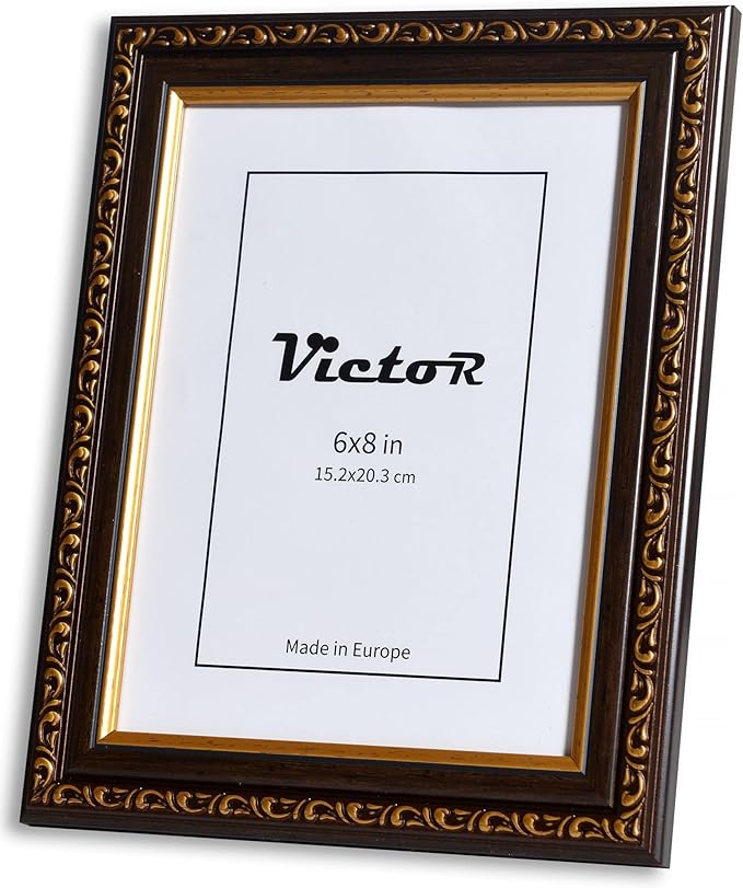 VictoR Picture Frame Chagall 6x8 Black Gold - Vintage Picture Frames with Shutterproof Acrylic Glass - 6 x 8 Photo Frame - Black Picture Frames - Antique