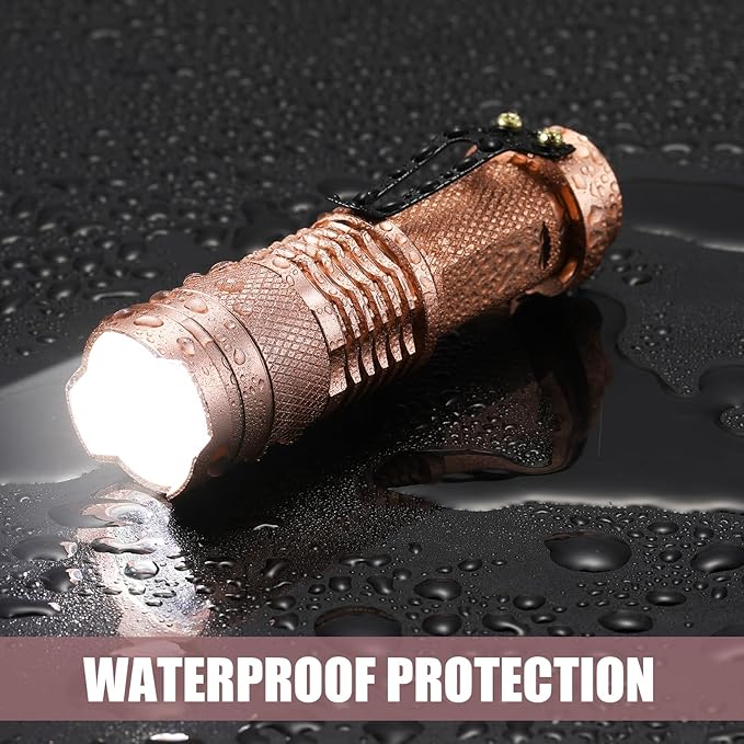 Fumete 20 Pieces LED Flashlight Mini 3 Mode Tactical Torch Small Water Resistant Pocket Flash Light Adjustable Focus Light Pen for Men, Father, Indoor Outdoor Hiking(Bronze)