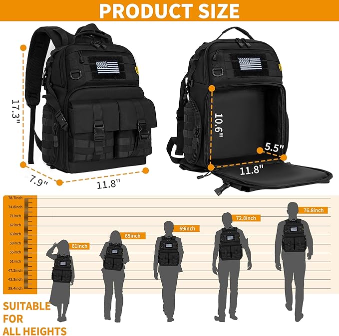 TORIBIO Camera Backpack for DSLR/SLR/Mirrorless Photography Camera, Water-resistant Tactical Camera Travel Bag Backpack Case with 15.6" Laptop Compartment, Tripod Holder