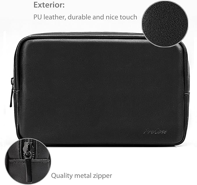 ProCase Accessories Bag Organizer Power Bank Case, Electronics Accessory Travel Gear Organize Case, Cable Management Hard Drive Bag -Black