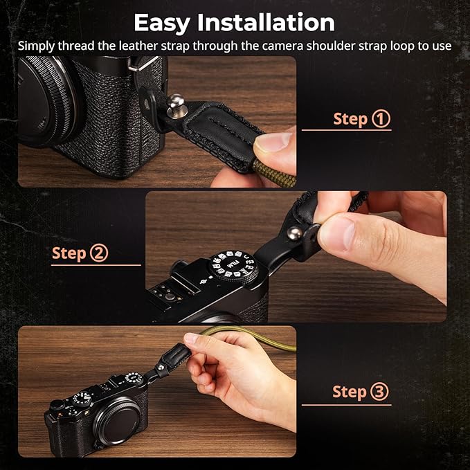 SMALLRIG Rope Camera Neck Shoulder Strap, Adjustable Braided Shoulder Strap with O-Ring and Leather Pad
