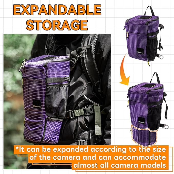 HIKEMAN Shoulder Bag Case for Camera - Outdoor Waterproof Shockproof Camera Bag,Detachable Strap for Daily Use,Travel,Cycling Climbing(Purple)