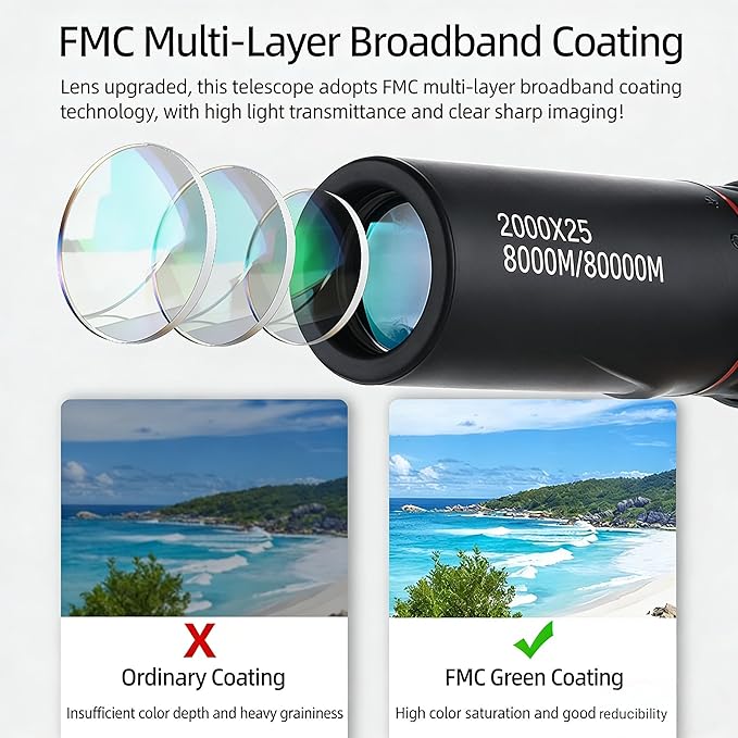 Mini Monocular Telescope with Phone Adapter, 25X Magnification Portable Single Tube for Hiking, Bird Watching, Stargazing, and Outdoor Adventures
