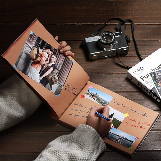 Adventure Book Handcrafted Diary Photo Scrapbook,Tailored for Preserving Cherished Moments,Gift for Couples' Anniversaries,Weddings,Globetrotters,Birthdays,Christmas & Note-taking Gifts