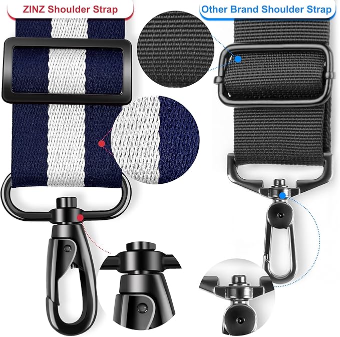 ZINZ 60" Universal Strap with Ultra-thick Fixed Breathable Pad - Adjustable Heavy-duty Shoulder Strap for Laptop, Crossbody Luggage, Gym Bag, Camera Bag and More - TW01B06