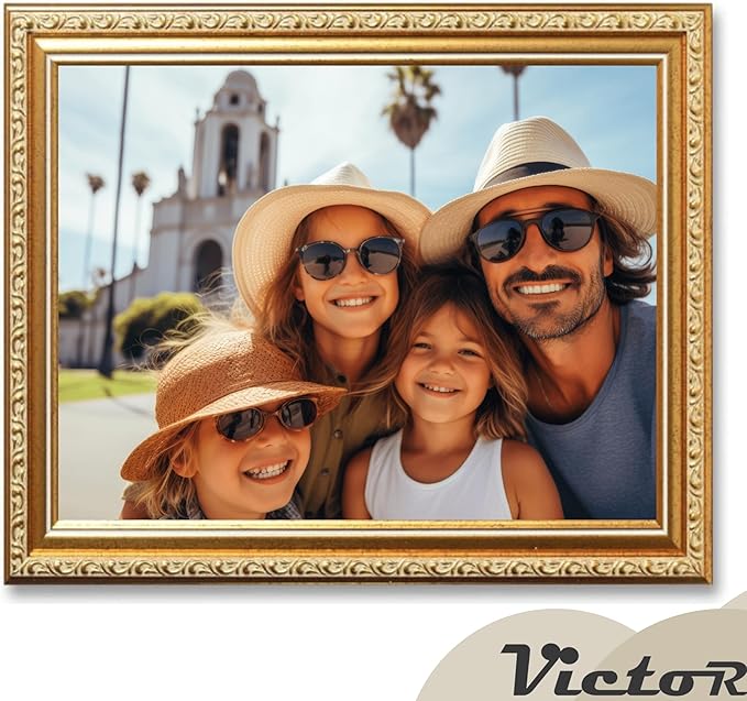 VictoR Picture Frame Chagall 8.5x11 Gold - Vintage Picture Frames with Shutterproof Acrylic Glass - 8.5 x 11 Photo Frame - Gold Picture Frames - Antique - only for hanging