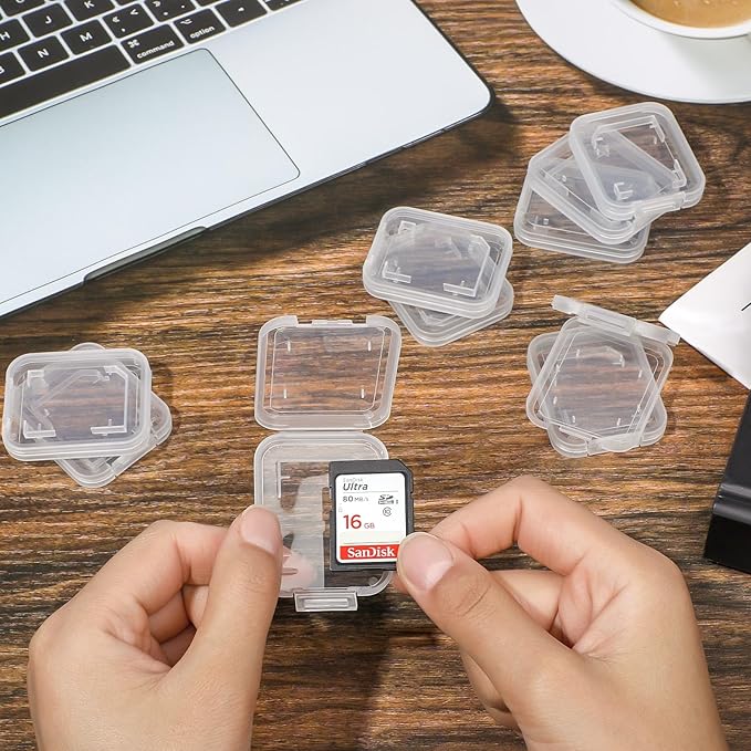 NUOMI 15Pcs SD/SDHC Memory Card Case Holder, Standard SD Plastic Storage Boxes, Clear Compact
