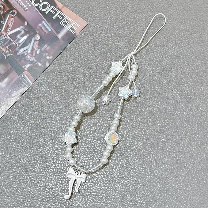 Beaded Camera Wrist Strap Cute Digital Camera Charm Lanyard Phone Charms Strap Beaded Camera Chain for Phone Bag Keychain