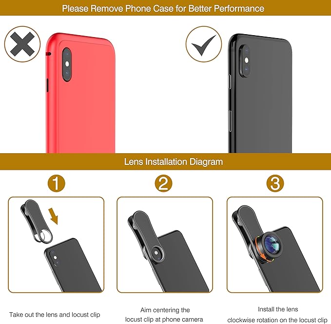 Phone Camera Lens,Upgraded 3 in 1 Phone Lens kit-198° Fisheye Lens + Macro Lens + 120° Wide Angle Lens,Clip on Cell Phone Lens Kit Compatible with Samsung Android Smartphones