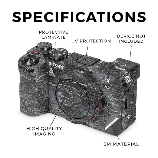 Glossy Glitter Camera Skin Compatible with Sony Alpha 7CR Camera (2023) - Onyx Marble - Premium 3M Vinyl Protective Wrap Decal Cover - Easy to Apply | Crafted in The USA by MightySkins