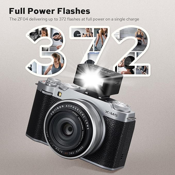ZF04 Lightweight On-Camera Flash,Mini Flash Speedlite, CCT 6500K±200K,372 Full-Power Flash Light with Universal Hot Shoe Mount Fit for Canon, Nikon, Sony, Fuji,Leica Cameras (Black)