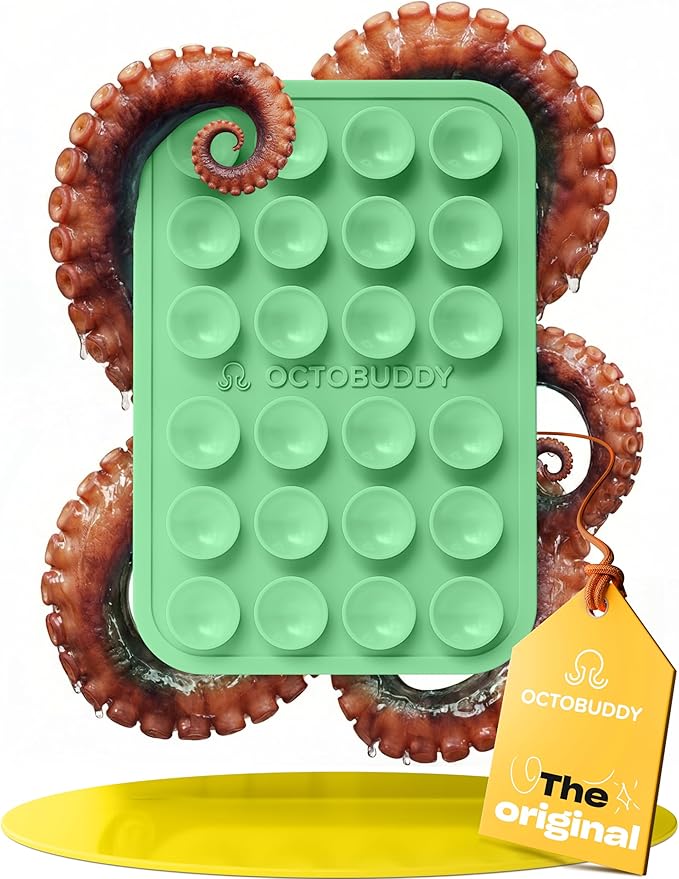 OCTOBUDDY Classic - Silicone Suction Phone Case Adhesive Mount - Hands-Free, Strong Grip Holder for Selfies & Videos - iPhone & Android Compatible - 2.25″ x 3.25″, Green Ash