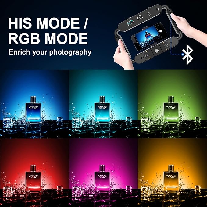 GVM Smartphone RGB Video Lighting Rig, Camera Video Stabilizer, Selfie Light Professional LED Ring Light, Compatible with Phone, Action Camera, YouTube, Vlogs, Filmmaking, Makeup & Video Recording