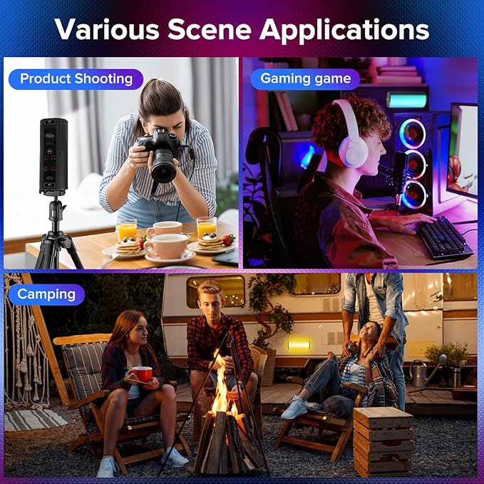 Magnetic Handheld Light Wand, 360° Full RGB Mini LED Video Light Stick, 2500-9000K Dimmable Camera Tube Light with 2000mAh Battery for Photography TikTok YouTube Vlog