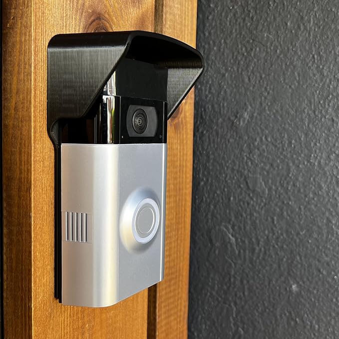 Video Doorbell No Drill Rain Cover Compatible with RingDoorbell Battery Doorbell & Older 1/2/3/4 2nd Gen & 3 Plus Rain Shield Anti-Glare Protection Weather Protector Height Adjustable