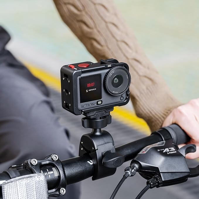 JJC Action 6 Magnetic Bike Pole Mount for DJI Osmo Action 6 & Nano Accessories, with Ball Head, Handlebar Bike Pole Mount Motorcycle Clamp Mount, Lightweight ABS Crab Clamp for Round Pipe Tube Desk
