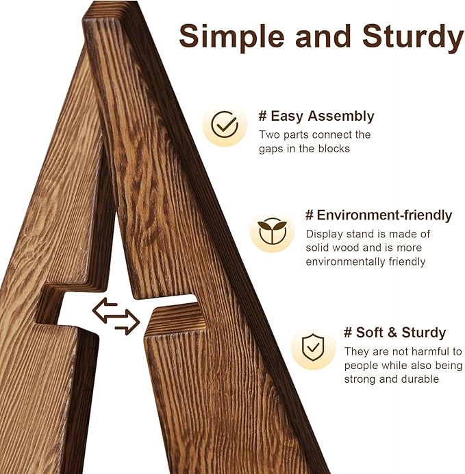 2Pack Large Bowl Stands For Display 12 Inch Heavy Duty, Wooden Bowl Display Stand Deep, Wood Plate Holders for Displaying, Platter Easel Display Stand for Art, Rock, Mineral, Fossil, Clock, Book, Dish