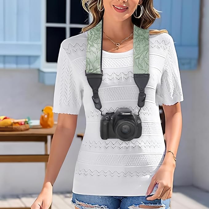 QIELIZI Lifestyle Camera Strap,Vintage Adjustable Vintage Neck & Shoulder Strap for All DSLR Cameras