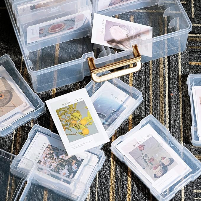 Naivees 5" x 7" Photo Storage Case, 12 Inner Photo Organizer Keeper, Extra Large Storage Picture Boxes, Seed Storage, Transparent Craft Keeper (12 PACK)