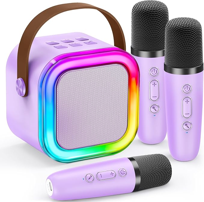 Mini Karaoke Machine for Kids, 2026 TOP Toys Birthday Gifts Ideas for Girls Ages 4, 5, 6, 7, 8, 9, 10, 12+ Years Old, Portable MP3 Player with 3 Wireless Mics for Family Home Party
