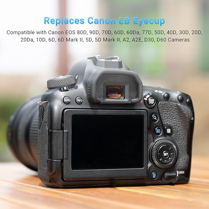JJC 2-Pack Eyecup Eyepiece Eye Cup for Canon EOS 80D 90D 70D 60D 77D 6D 6D Mark II 5D 5D Mark II 50D 40D 30D 20D 20Da 10D 60Da A2 A2E D30 D60 Camera,Replaces Canon EB Eyecup Eyepiece